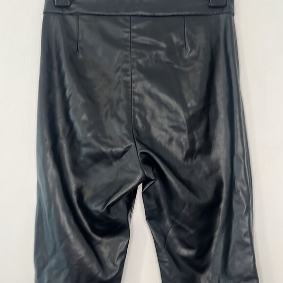 Zara Black Skinny Faux Vegan Leather Pants With Zipper Ankles XS - Picture 10 of 15
